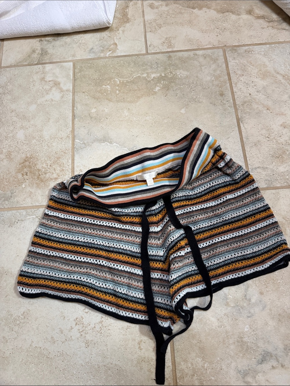 Lisa Todd Striped Knit Shorts in Black, Mustard, Cream, Blue